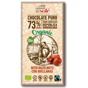 Chocolate Negro 73% con Avellanas 150 g BIO
