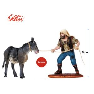 Figura de Arriero con burro para belén navideño 10cm durexina Oliver
