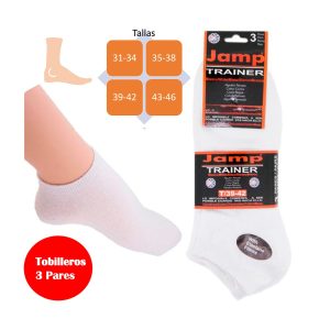 Calcetines Jamp Trainer blancos distintos tamaños pack 3 pares