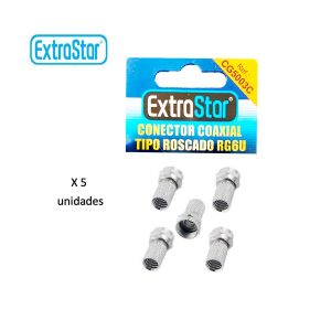 Conector coaxial tipo roscado RG6U ExtraStar pack 5 unidades