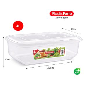 Fiambrera hermética rectangular 29×18x10cm (4L) Plastic Forte