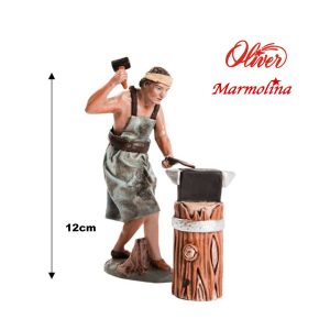 Figura de herrero Marmolina para belén navideño 12cm Oliver