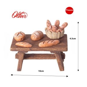 Mesa venta de panes para belén navideño 10×4.5cm Oliver
