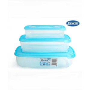 Fiambreras rectangulares azul Tontarelli set 3 unidades