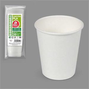Vaso carton blanco Biodegradable PLA 200 cc bolsa 20 uni Best Productos